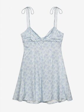 For Love & Lemons Adira Light Blue Floral Slip Mini Dress - M
